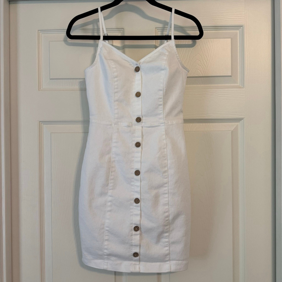 BlaShe Dresses & Skirts - BlaShe White Stretch Denim Button Front Dress Size S